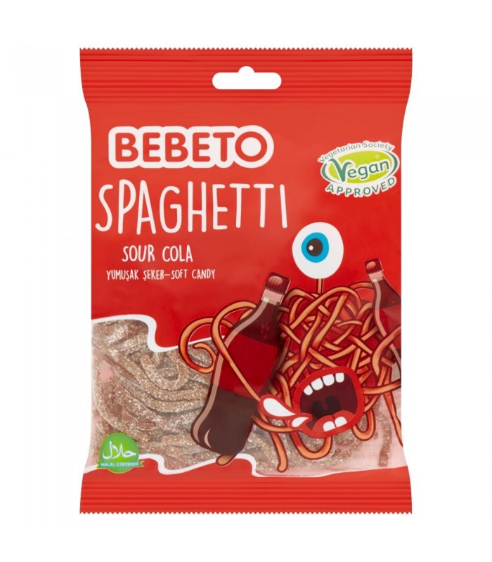 Bebeto پاستیل شکری اسپاگتی نوشابه ترش 60 گرمی ببتو