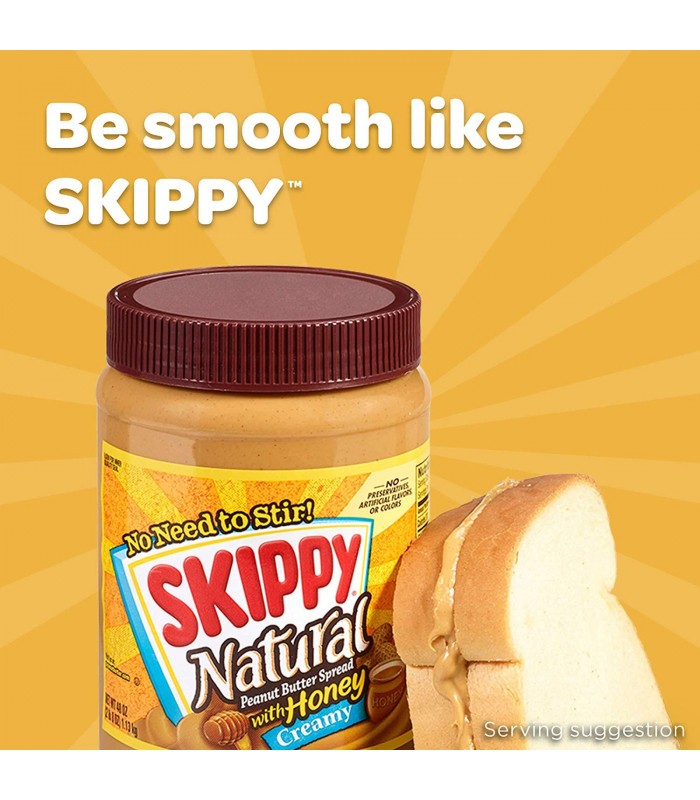 Skippy کره بادام زمینی کرمی عسلی ارگانیک و بدون گلوتن 425 گرمی اسکیپی