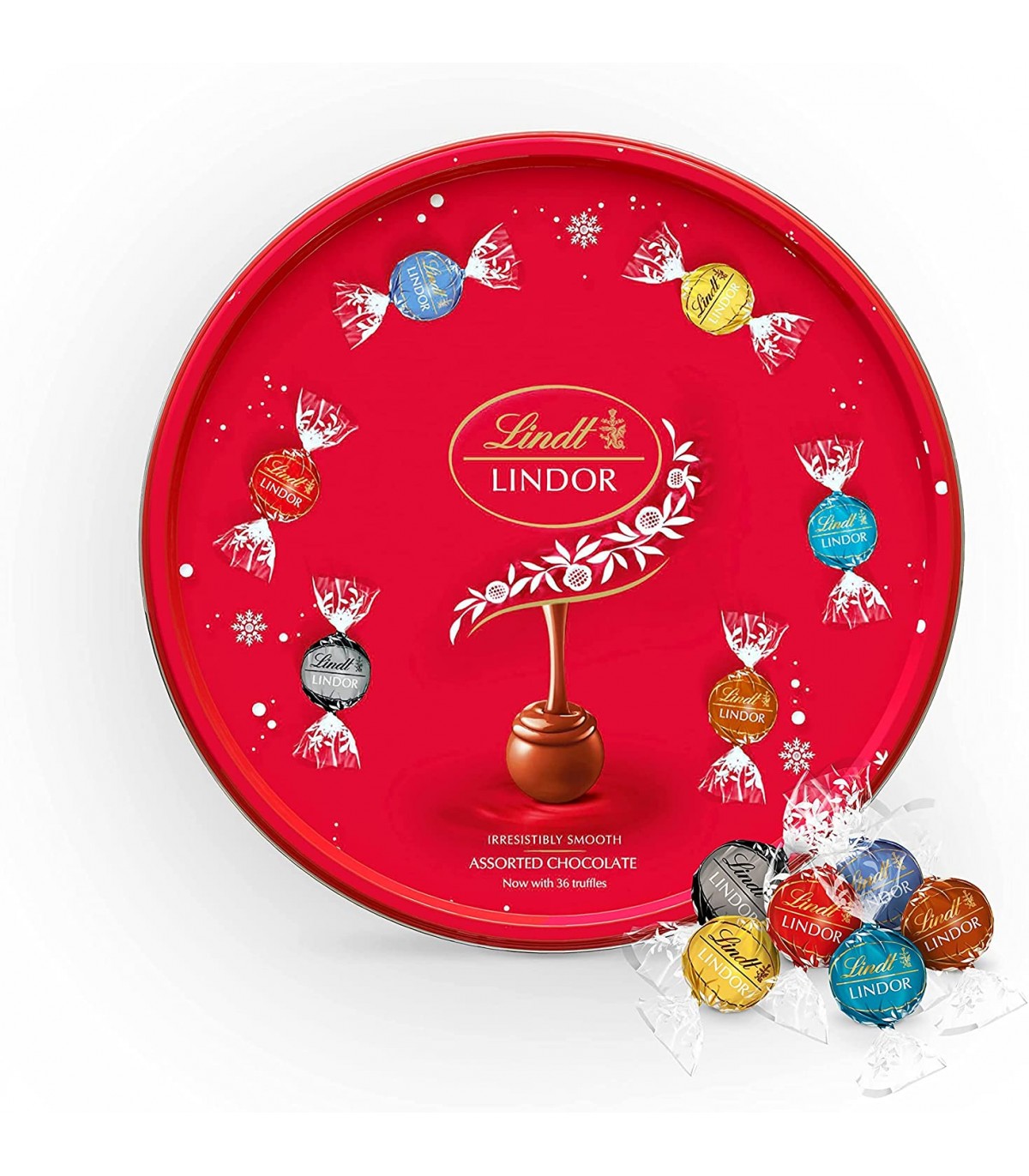 Lindt جعبه فلزی شکلات لیندور مخلوط 450 گرمی لینت