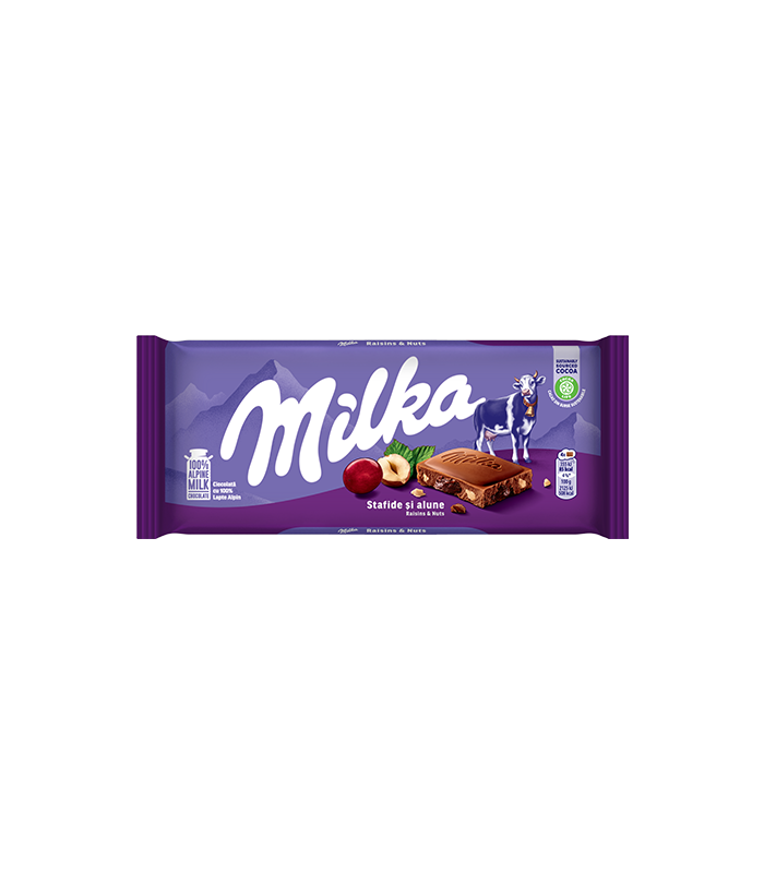 Milka شکلات شیری فندق و کشمش 80 گرمی میلکا