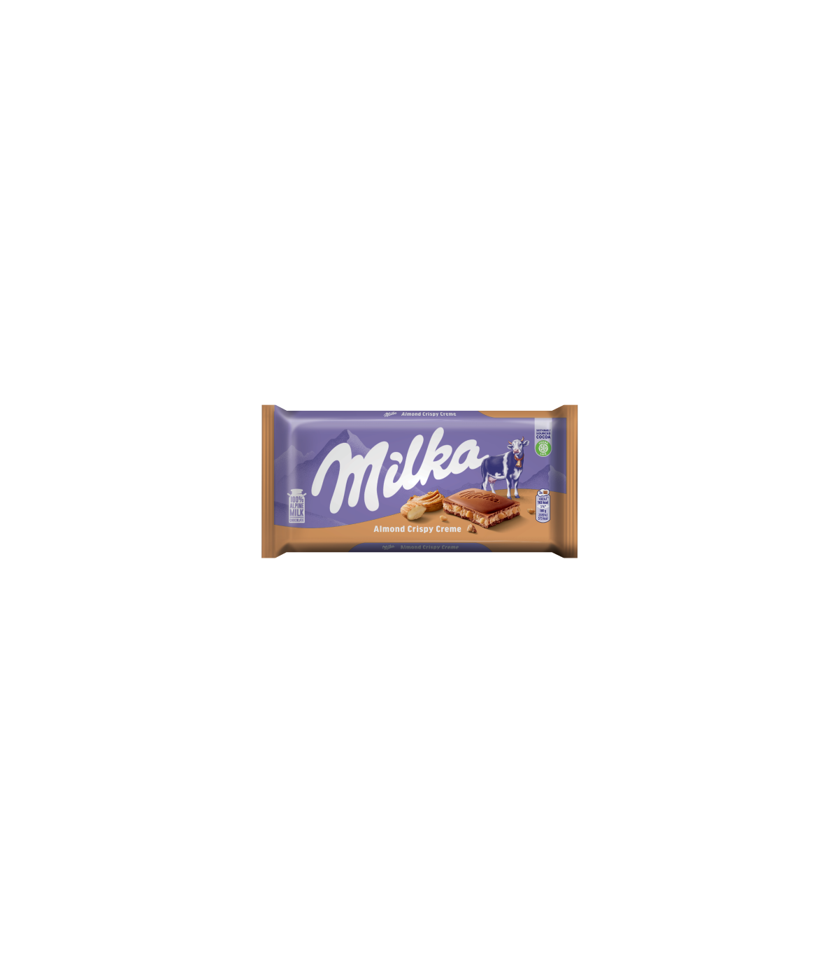 Milka شکلات شیری آلموند کریسپی کارامل 90 گرمی میلکا