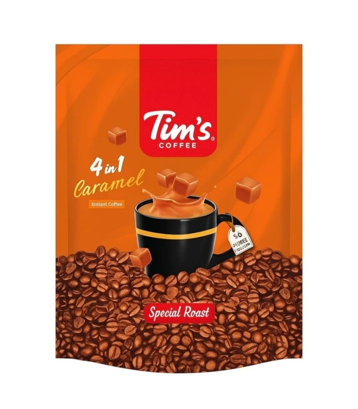TIM'S کافی میکس 4 در 1 با طعم کارامل تیمز بسته 20 عددی تیمز
