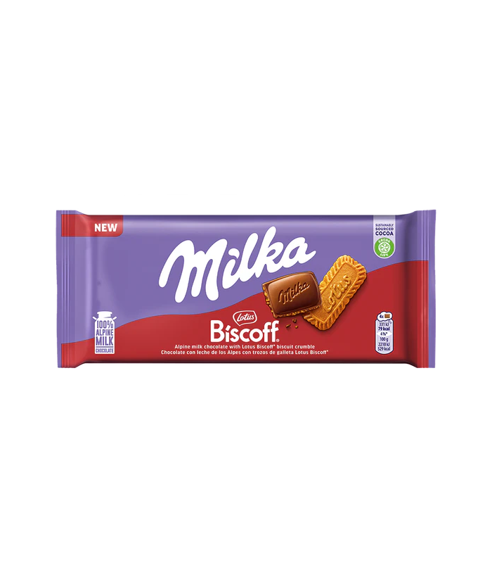 Milka شکلات شیری لوتوس بیسکوف 90 گرمی میلکا