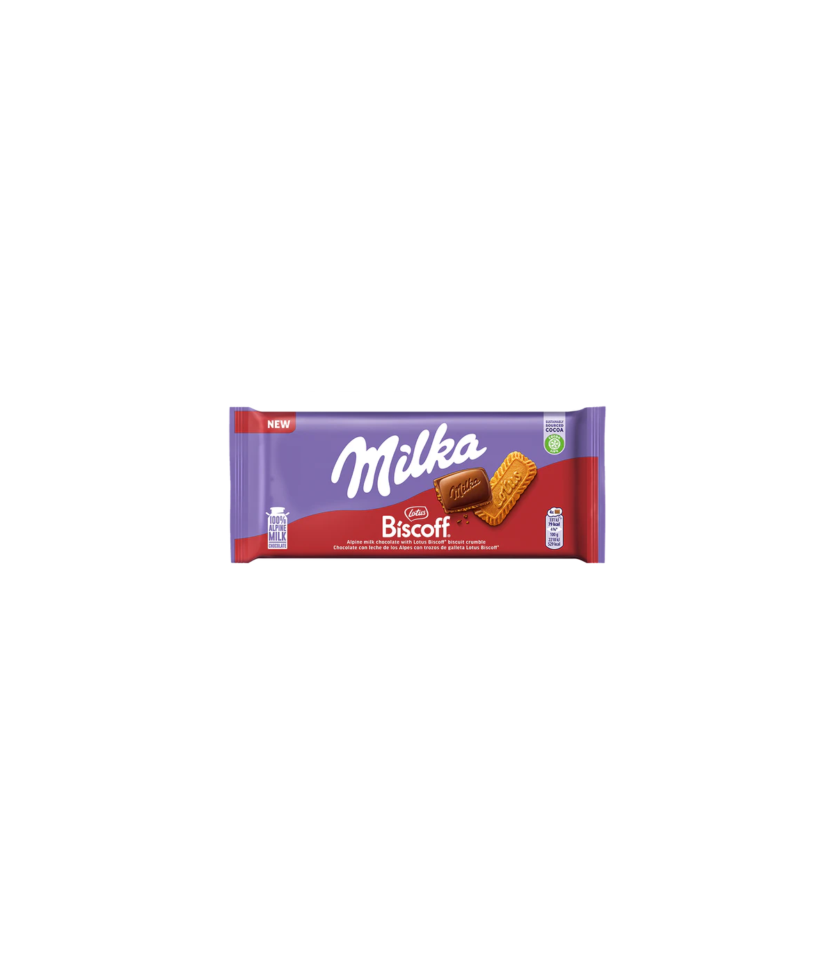 Milka شکلات شیری لوتوس بیسکوف 90 گرمی میلکا