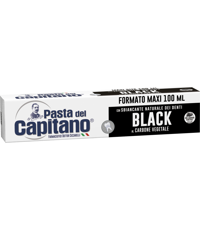 Capitano خمیر دندان ذغالی سفید کننده دندان کاپیتانو اصل ایتالیا حجم 100 میل