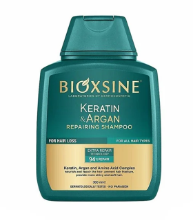 BIOXCIN شامپو ترمیم کننده و ضد ریزش مو حاوی آرگان و کراتین بیوکسین 300 میل