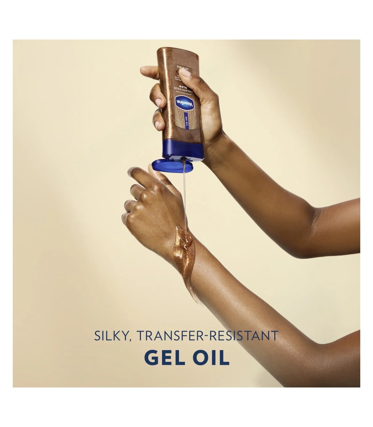 Vaseline ژل روغن براق کننده بدن شاین وازلین مدل Golden Hour Glow Vanilla Cocoa حجم 200 میلی لیتر
