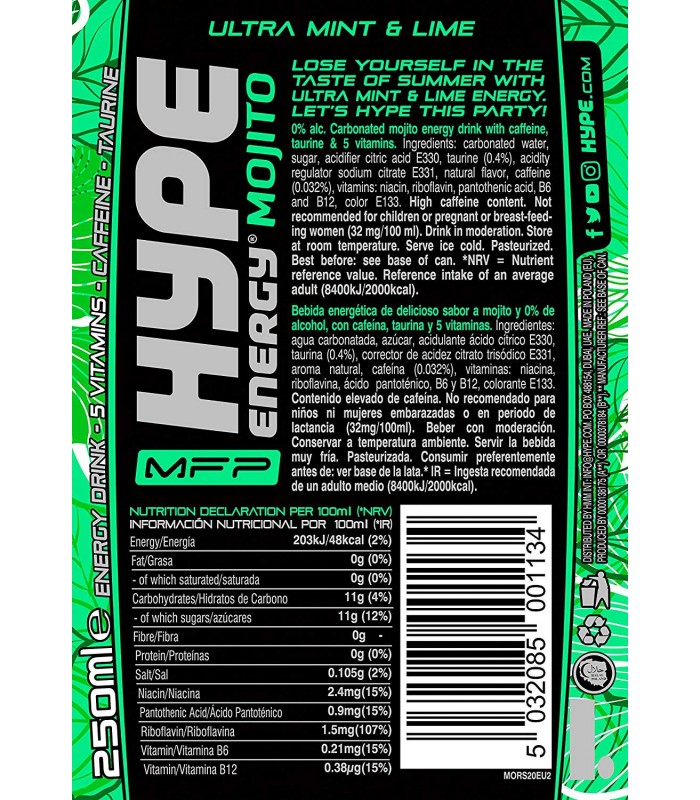 Hype پک 24 عددی نوشیدنی انرژی زا موهیتو ام اف پی 250 میلی لیتر هایپ