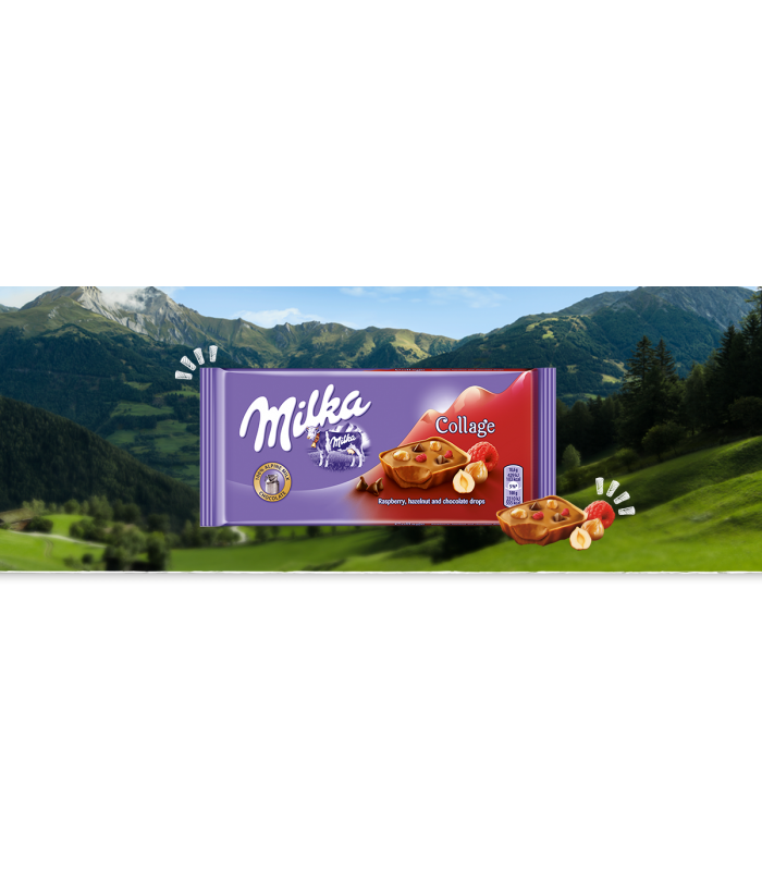 Milka شکلات شیری کولاژ رزبری 100 گرمی میلکا