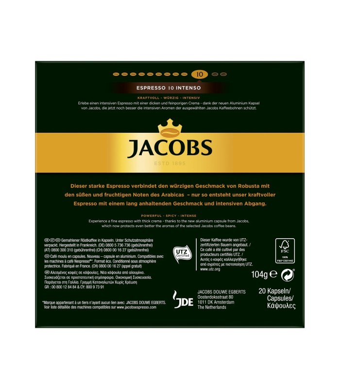Jacobs کپسول قهوه اسپرسو 10 اینتنسو 20 عددی جاکوبز