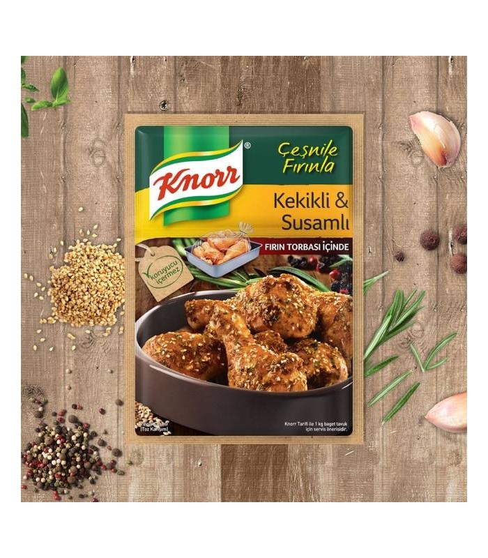 Knorr کیسه پخت مرغ همراه با ادویه مخصوص آویشن و سیر 35 گرمی کنور